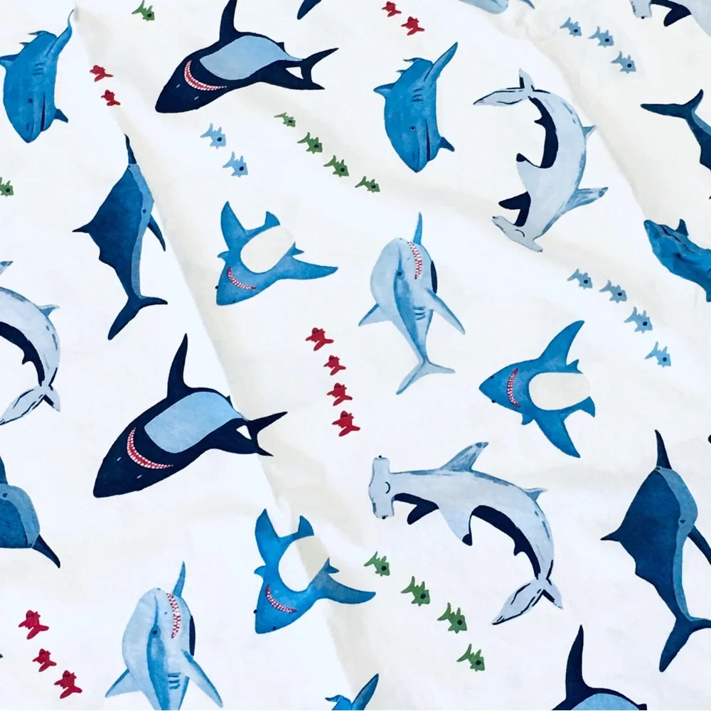 Pottery Barn sheet twin kids bedroom whales ocean surf beach nautical co…